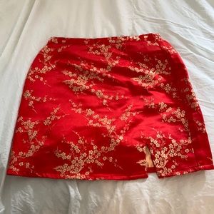 Brandy Melville silk chinoiserie mini skirt